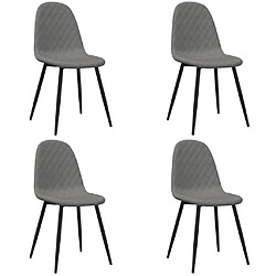 vidaXL Chaises à manger lot de 4 Gris clair Velours