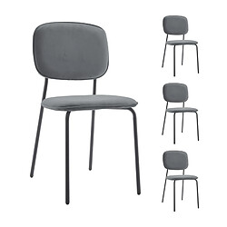 But Lot de 4 chaises VIVI velours gris pas cher