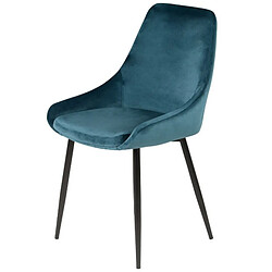 Avis Lot de 4 Chaises Repas Velours Bleu avec Piétement Métal Noir Kari KosyForm