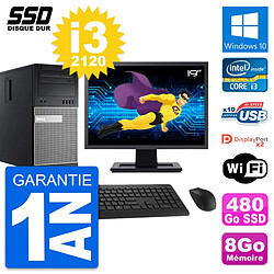 PC Tour Dell OptiPlex 9010 Ecran 19" i3-2120 RAM 8Go SSD 480Go Windows 10 Wifi · Occasion 