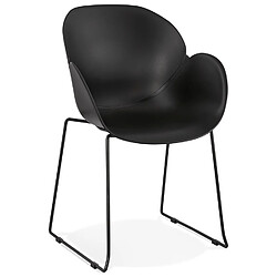 Alterego Chaise avec accoudoirs 'ZAKARY' noire avec pied en métal - intérieur /extérieur