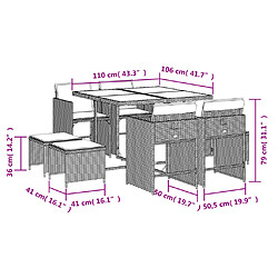 Acheter vidaXL Ensemble à manger de jardin et coussins 9 pcs beige Poly rotin