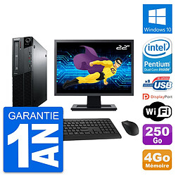 PC Lenovo M81 SFF Ecran 22" Intel G630 RAM 4Go Disque Dur 250Go Windows 10 Wifi - Occasion