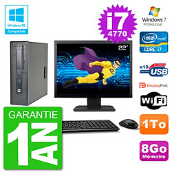 PC HP EliteDesk 800 G1 SFF Ecran 22" i7-4770 8Go Disque 1To Graveur DVD Wifi W7 · Occasion 