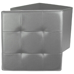 The Home Deco Factory Pouf coffre pliable PU assise capitonnée gris. pas cher