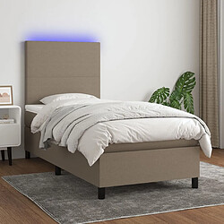 vidaXL Sommier à lattes de lit et matelas et LED Taupe 90x200 cm Tissu 