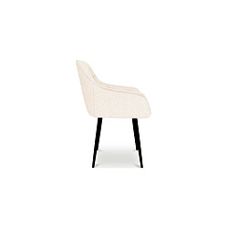 ICONIK INTERIOR Chaise de salle à manger avec accoudoirs - Rembourrée en Bouclé Premium - Alene Blanc pas cher