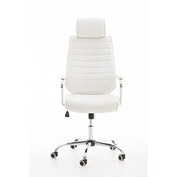 Decoshop26 Fauteuil de bureau à roulettes en synthétique blanc hauteur réglable BUR10002