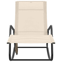 Helloshop26 Transat chaise longue bain de soleil lit de jardin terrasse meuble d'extérieur acier et textilène crème 02_0012242