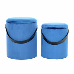 Paris Prix Lot de 2 Poufs & Coffres de Rangement Arabella 44cm Bleu