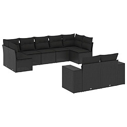 Maison Chic Ensemble Tables et chaises d'extérieur 9 pcs avec coussins,Salon de jardin noir résine tressée -GKD563937