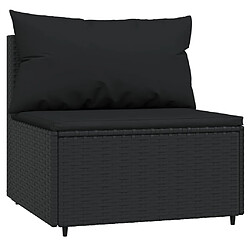 Avis vidaXL Salon de jardin 3 pcs avec coussins Noir Résine tressée