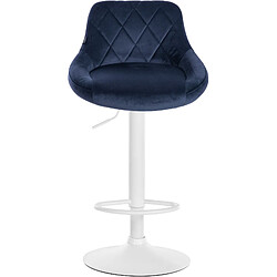 Avis Decoshop26 Lot de 2 tabourets de bar siège pivotant sur 360° en tissu bleu et métal blanc 10_0004270