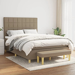 vidaXL Sommier à lattes de lit avec matelas Taupe 140x190 cm Tissu 