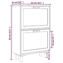 vidaXL Armoire à chaussures Blanc 52x25x80 cm Bois d'ingénierie/rotin pas cher