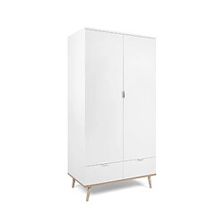 Mes Armoire 2 portes 2 tiroirs 90x55x180 cm blanc - GOTHY