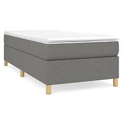 vidaXL Sommier à lattes de lit avec matelas Gris foncé 100x200cm Tissu