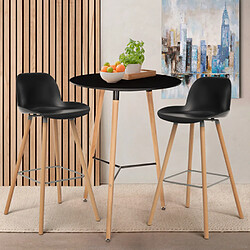 Ahd Amazing Home Design Ensemble 2 Tabourets Design Table Haute Ronde Noire 60cm Ojala Dark, Couleur: Gris