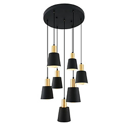 HOMEMANIA Lampe à Suspension Petra Chandelier - de Plafond - Noir, Or en Métal, 45 x 45 x 120 cm, 7xMax 40W, E27 