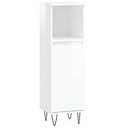 vidaXL Armoire de salle de bain blanc brillant 30x30x100 cm