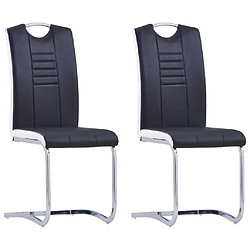 vidaXL Chaises à manger cantilever lot de 2 noir similicuir 