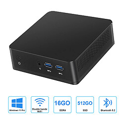 VANWIN Mini PC AMD Ryzen 3-2300U(jusqu'à 4,3 GHz) 16 Go DDR4+512Go SSD Windows 11 Pro ordinateur de bureau 8 cœurs 16 Threads dual band WiFi 2.4G+5G Mini Ordinateur WiFi6 BT5.2-Noir