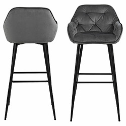 Acheter Toilinux Lot de 2 Tabourets de bar en tissu et métal - Gris