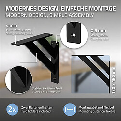 Acheter ML-Design 6x Équerres étagère mural support d'angle en aluminium noir robuste 180x180 mm