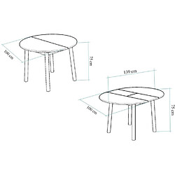 Avis Hanah Home Table repas en aggloméré avec allonge Vina chêne.