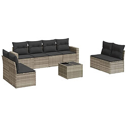 vidaXL Salon de jardin 9 pcs avec coussins gris clair résine tressée