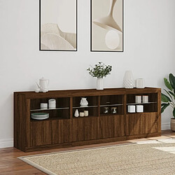 Acheter Maison Chic Commode Buffet - Meuble de rangement avec lumières LED chêne marron 202x37x67 cm -GKD52940