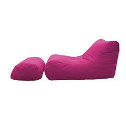 Alter Chaise longue de salon moderne, Made in Italy, Fauteuil avec repose-pieds en nylon, Pouf rembourré pour chambre, 120x80h60 cm, Couleur Fuchsia