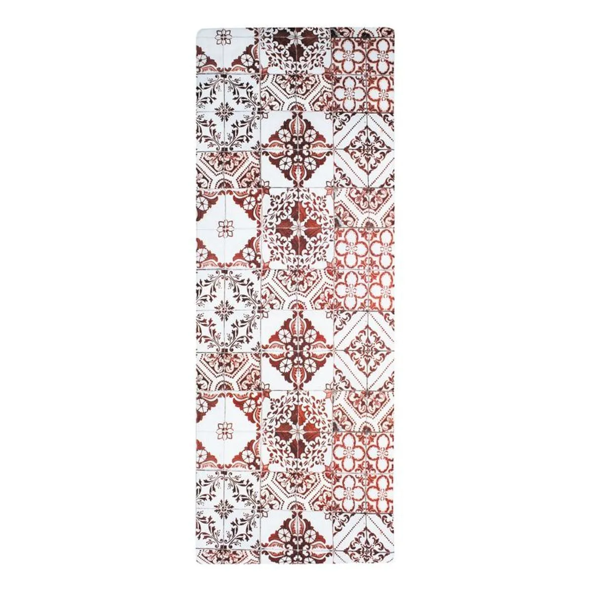 Thedecofactory AZULEJOS VINYLE - Tapis de cuisine carreaux de ciment rouge 45x120