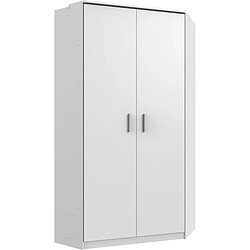 Pegane Armoire d‘angle, meuble de rangement coloris Blanc, rechampis graphite - Longueur 95 x Hauteur 199 x Profondeur 95 cm 