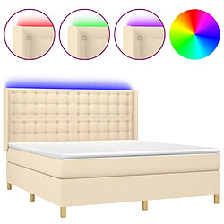 Maison Chic Lit adulte- Lit + matelas + LED,Sommier à lattes de lit matelas et LED Crème 180x200 cm Tissu -GKD54021