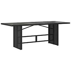 vidaXL Table de jardin dessus en verre noir 190x80x74cm résine tressée