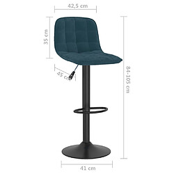 vidaXL Tabourets de bar lot de 2 bleu velours pas cher