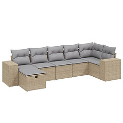 vidaXL Salon de jardin avec coussins 7pcs mélange beige résine tressée