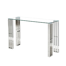 Console Romimex Argenté Acier inoxydable Verre trempé 120 x 78 x 40 cm 