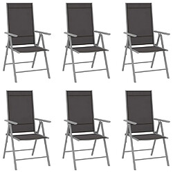 vidaXL Chaises de jardin pliables lot de 6 Textilène Noir