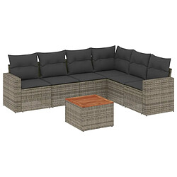 vidaXL Salon de jardin avec coussins 7 pcs gris résine tressée