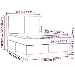 vidaXL Sommier à lattes de lit et matelas Gris clair 140x200cm Velours pas cher