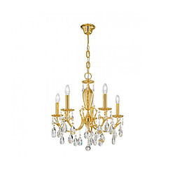 Luminaire Center Chandelier en cristal VICTORIA 2 Or 24 Carats 5 ampoules Or