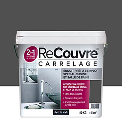 Apara Enduit carrelage EFFET BETON 10Kg, salle de bain, cuisine, recouvre les joints, lisse et décore, plusieurs coloris.-10kg-Ardoise