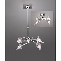 Luminaire Center Suspension Flavia Convertible Semi Plafonnier télescopique rond 4 Ampoules G9, chrome poli