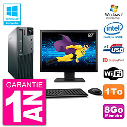 PC Lenovo M82 SFF Ecran 27" G2020 RAM 8Go Disque 1To Graveur DVD Wifi W7 - Occasion