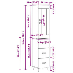 vidaXL Buffet haut Blanc 34,5x34x180 cm Bois d'ingénierie pas cher