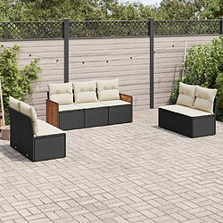 Maison Chic Ensemble Tables et chaises d'extérieur 7pcs avec coussins,Salon de jardin noir résine tressée -GKD511831