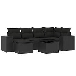 Maison Chic Salon de jardin 7 pcs avec coussins | Ensemble de Table et chaises | Mobilier d'Extérieur noir résine tressée -GKD12426