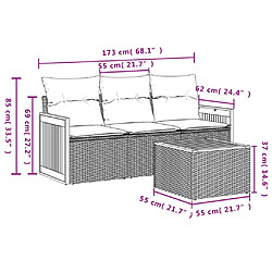 Acheter vidaXL Salon de jardin 4 pcs avec coussins noir résine tressée